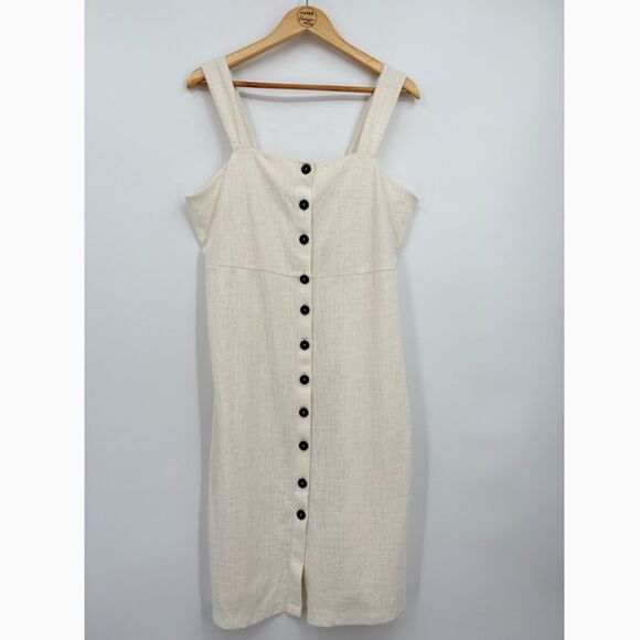 Madewell White Midi Dress with Black Buttons - Picture 3 of 11